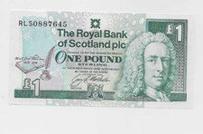 ROYAL BANK SCOTLAND �1 NOTE GREAT NUMBER RLS 0887645  1994 UNCIRCULATED FREEPOST