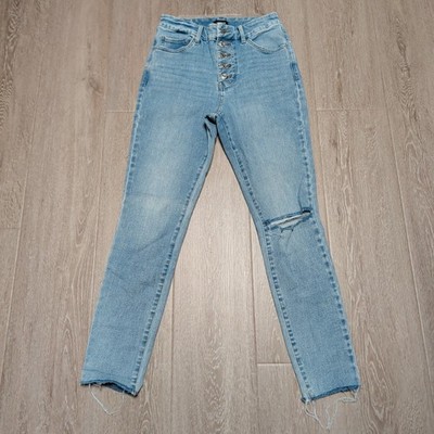 Express Skinny High Rise Ultra Stretch Light Wash Button Fly Jeans M 26x27