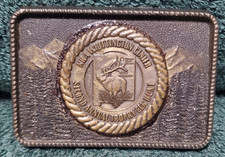 Vintage Brass NRA Belt Buckle Whittington Center 2nd Annual Trophy Elk Hunt