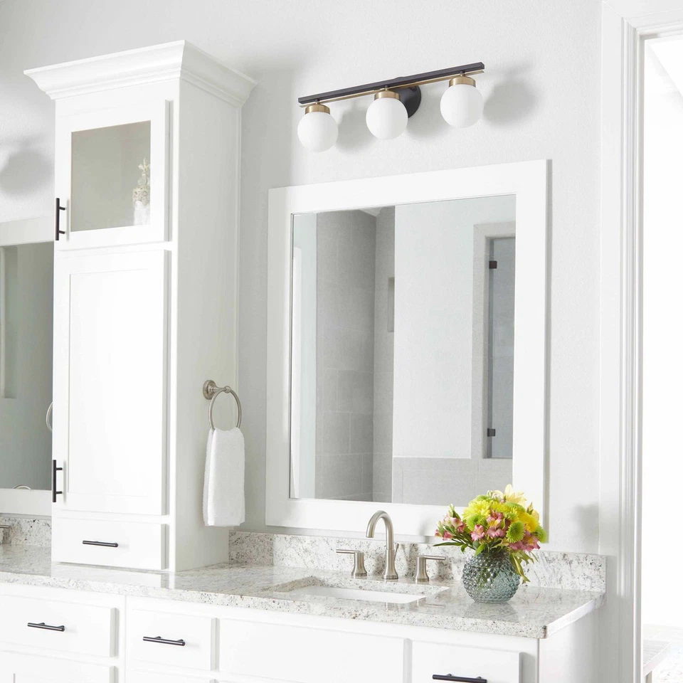 Luz de tocador Quorum International 506-3-80 Nimbus 3 luces 24" W - negra texturizada Foto 3 de 4