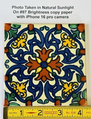 1 pc. 4-1/4'' Glazed Ceramic Tile, Colorful Spanish-Style Floral Medallion, red