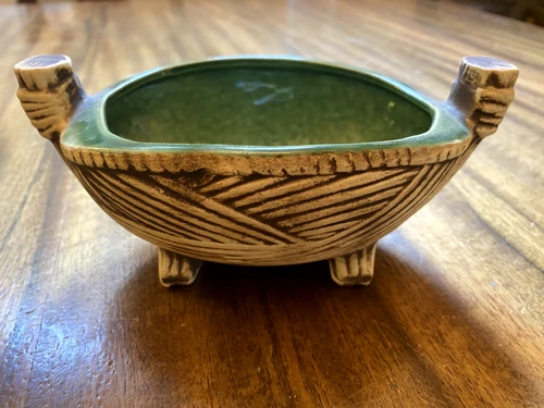 Vintage McCoy Oval Basket Green Planter