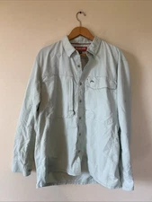 SIMMS Fishing Shirt Men's XL Blue  Long Sleeve Vented Outdoor Zip Pockets