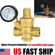 DN20 3/4"Adjustable Water Pressure Reducing Regulator Valves with Gauge Brass US