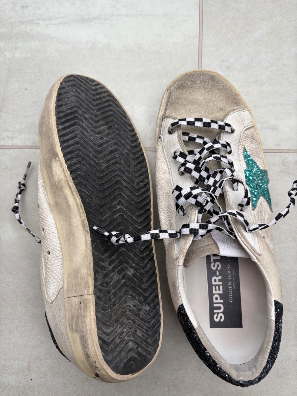 Golden Goose White Leather Python Effect Star Sup… - image 6