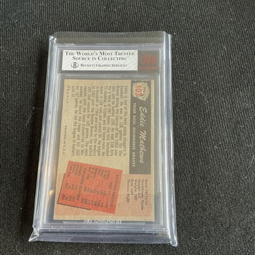 Eddie Mathews 1955 Bowman #103 BVG 6 - Picture 2 of 2