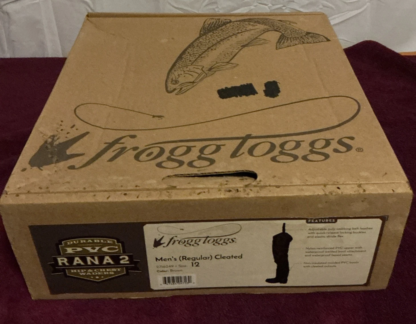 Frogg Toggs Rana II Men’s (Regular) Cleated Hip Waders Size 12, Brown, NIB