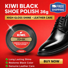 Original KIWI Black Shoe Polish 36g   Professional Leather Care
