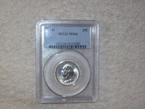 1940 WASHINGTON QUARTER MS 66 UNCIRCULATED COLOR TONING