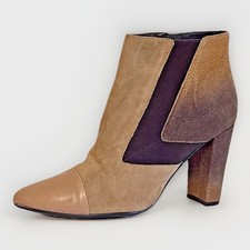 Donald J Pliner Ankle Boot Suede & Leather Ombré Tri-color Brown Booties 8.5