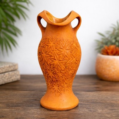 McCoy 1968 Orange Matte Double Handle Starburst Flower Vase #17