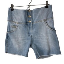 Pantaloncini Freddy donna taglia 10 blu vita alta push-up navetta tessuto denim (1964)