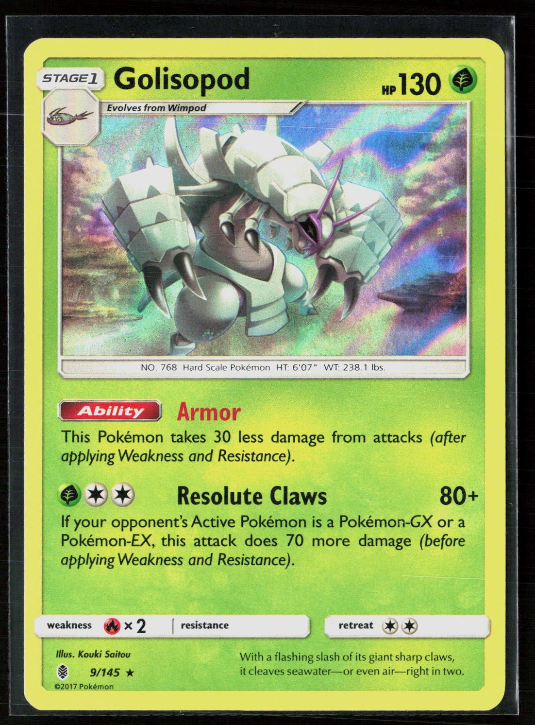 Golisopod 9/145 Holo Rare Guardians Rising Pokemon NM