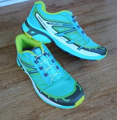 Salomon Wings Pro 2 379088 Teal Green Running Shoes Drawstring Low Women's 7.5