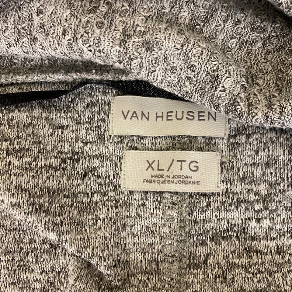 Cardigã suéter feminino Van Heusen XL cinza aberto frente malha leve - Imagem 3 de 4