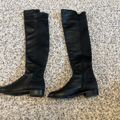 Stuart Weitzman Women size 6M ALLGOOD Black Nappa Over the Knee Boots