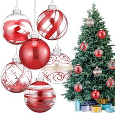 6 Pcs 4 Inch Large Christmas Ball Ornaments Clear Plastic Christmas Ball Orna...