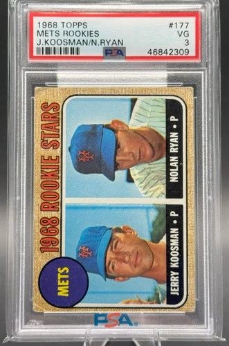 1968 Topps Nolan Ryan Rookie Card #177 RC PSA 3 VG – Mets ROOKIE STARS