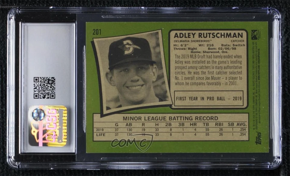 2020 Topps Heritage Minor League Edition Adley Rutschman #201 CSG 9.5 Mint Plus - Image 2 of 2