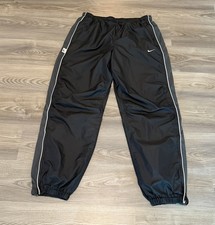 Nike Vintage Y2K 90  s Nylon Track Pant Windbreaker Mens Size XL Black Green