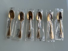 6 CUILLÈRES à MOKA  CHRISTOFLE - Modèle « MALMAISON » MÉTAL DORÉ sous Blister