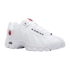 K-Swiss Men's ST329 CMF Tennis Leather Sneakers, White/Navy/Red, Size Options