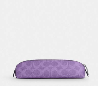 NWT Coach Pencil Case In Signature Canvas Leather Purple Iris