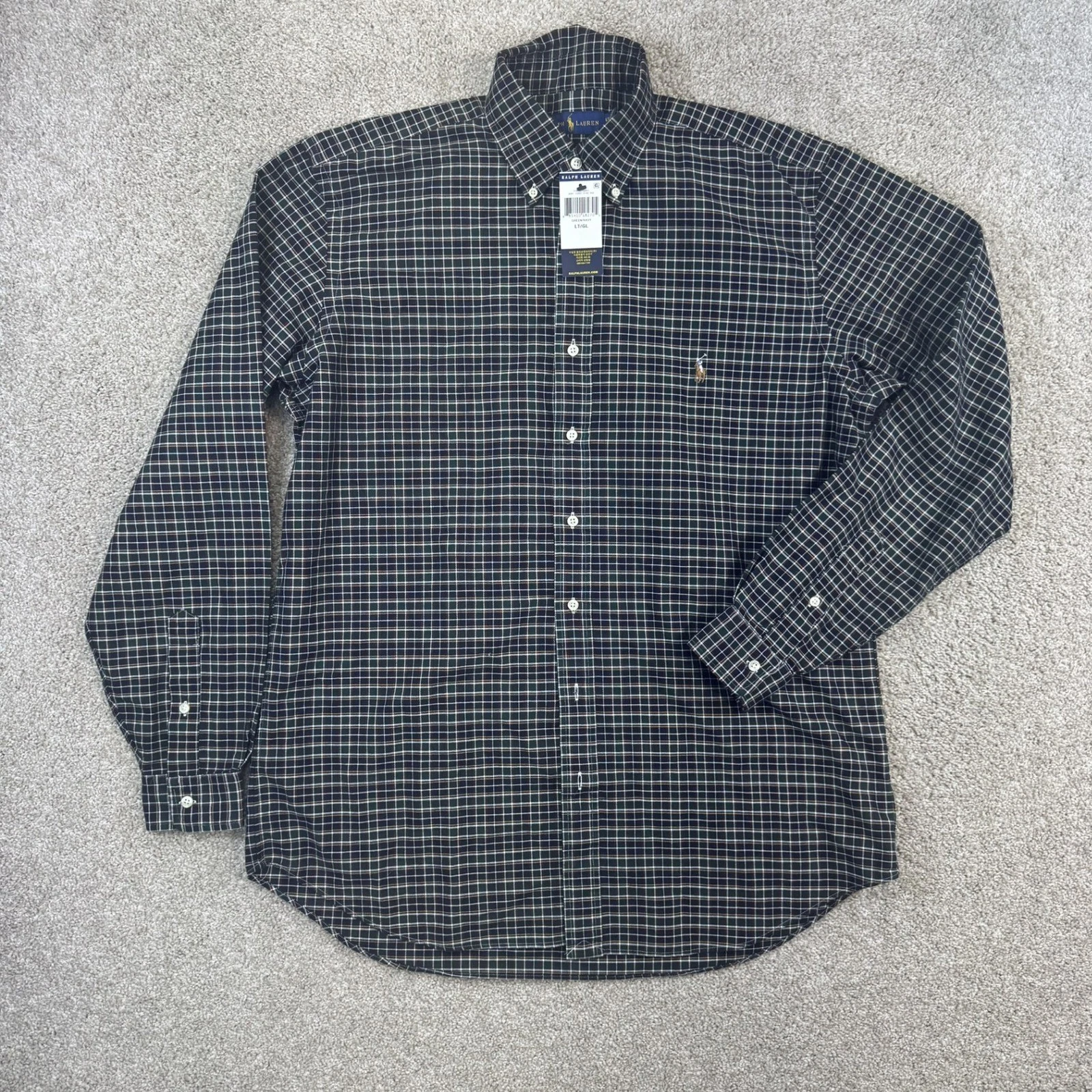 Ralph Lauren Button Down Shirt Mens LT Green Navy Plaid Long Sleeve Tall Cotton
Opens in a new windo