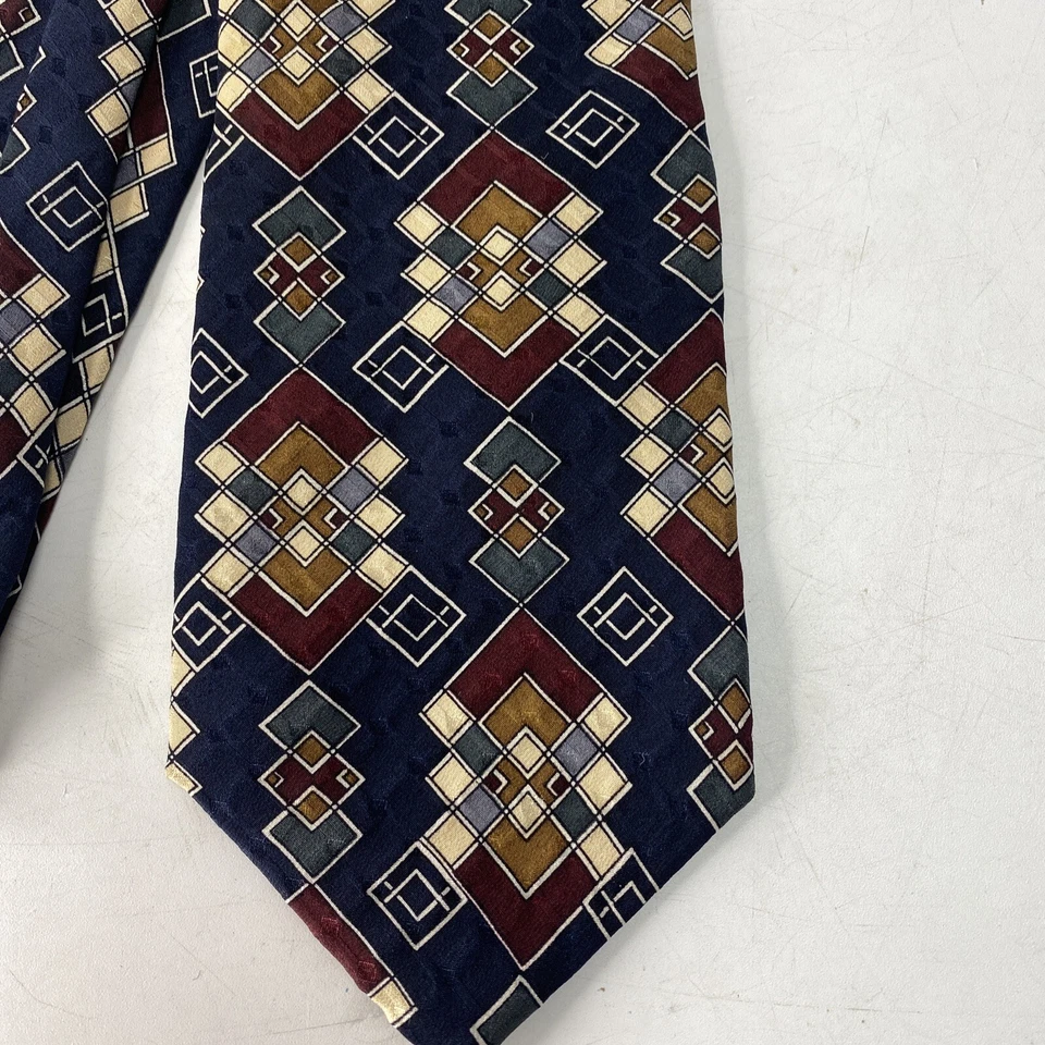 Corbata Anthony Richards Azul Geométrica Seda Hecha en EE. UU. Para Hombre Día del Padre Foto 2 de 4