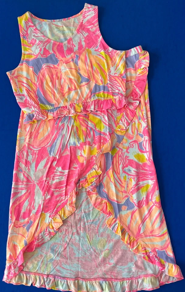 Lilly Pulitzer 女孩 L Rebekah 套装 Sun Splashed 印花裙上衣 穿过一次 — 第 3/4 张图片