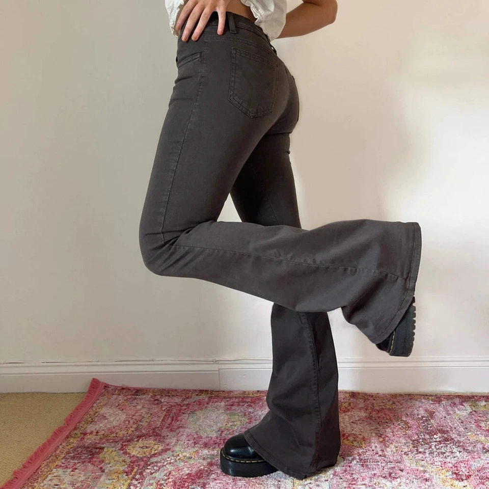 Super Tommy Miss Sixty Flared Trousers - 29W UK 8 Brown Cotton Blend - Image 2 of 4