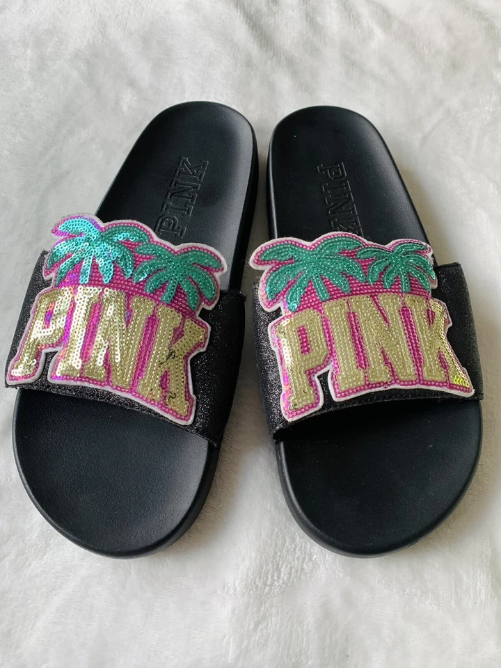 Victoria’s Secret Rosa Tropical Bling Toboganes Grandes 9-10 Foto 2 de 4