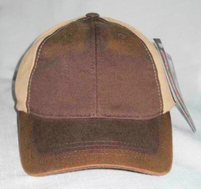 Yupoong Baseball Hat Cap Mens S/M Brown & Tan  Flexfit Washed Cotton Twill  