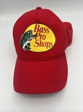 Bass Pro Shops Red Trucker Hat Snapback One Size Fits Most Gone Fishing Cap