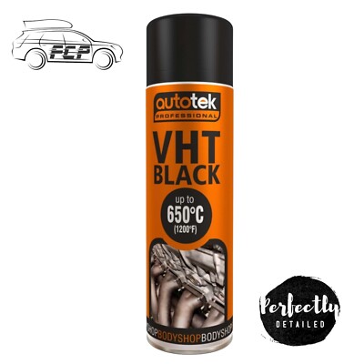 Autotek Mattschwarz VHT Aerosol-Sprühfarbe für sehr hohe Temperaturen 500 ml 