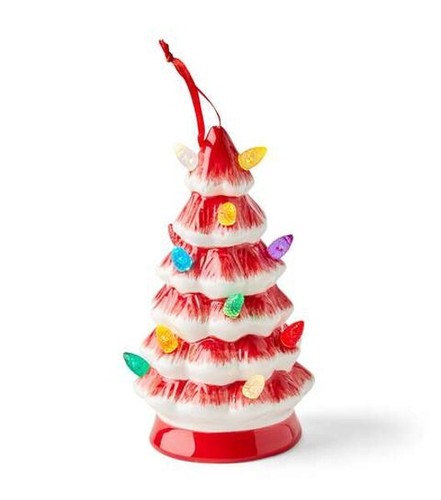 NEW!~5" Christmas Light LED Red Retro Tree Vintage Ceramic Ornament~Place & Time - Picture 4 of 4
