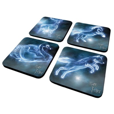 Original Harry Potter Patronus Untersetzer 4er Set Getränkematte Hirsch Schwan