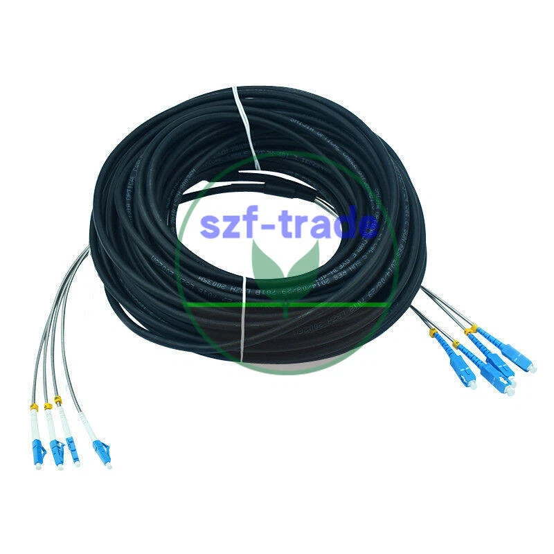 1PCS 30M Field Outdoor LC-SC UPC 4 Strand 9/125 SingleMode Fiber Patch Cord - Photo 1/1