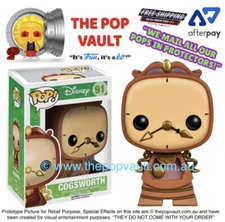 FUNKO POP VINYL DISNEY MOVIES BEAUTY AND THE BEAST #91 COGSWORTH BNIB + PROTECTR