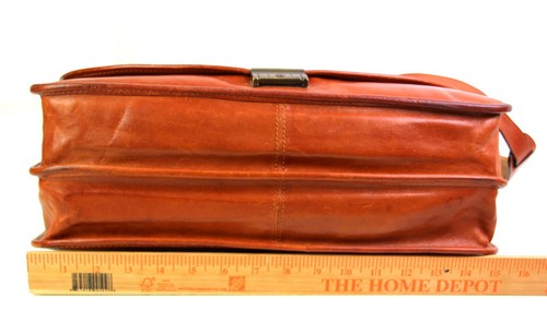 JMF BROWN GENUINE LEATHER FLAP STITCH SHOULDER BAG LAPTOP BRIEFCASE MESSENGER - Picture 11 of 15
