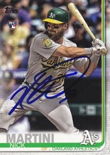 NICK MARTINI OAKLAND A'S SIGNED 2019 CARD SAN DIEGO PADRES PHILADELPHIA PHILLIES