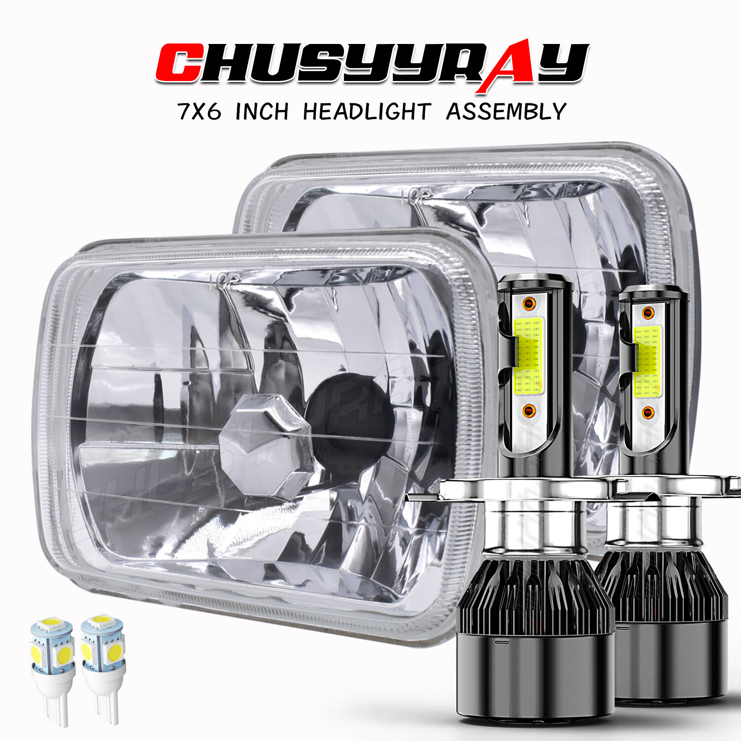 2PCS 7x6\'\'inch LED Headlights Hi-Lo Beam For Nissan Pickup Hardbody D21 NX