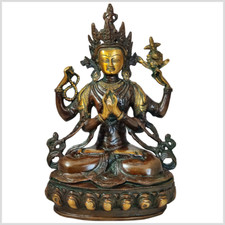 Avalokiteshvara 32cm 4kg Messing braungrün Buddha Statue Chenrezig Chen Rezig