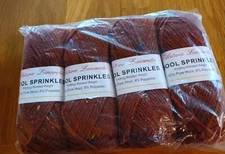 Filatura Lanarota Wool Sprinkles yarn, rusty brown, Peru, lot of 4 (104 yds ea)