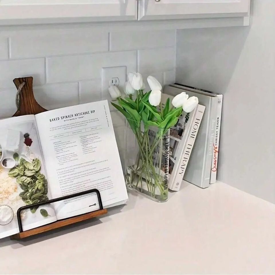 Acrylic Book Flower Vase / Bookshelf Decor Bookend Aesthetic Book Lovers Gift image 3