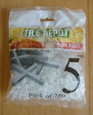 Bag of 250x Tile Depot 5mm White Tile Spacers Grout Line for Wall or Floor ~ New