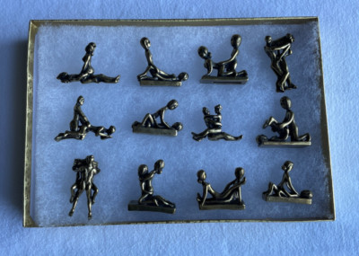 Full set of Naughty Man and Woman Making Love Brass Figurines 12 pcs