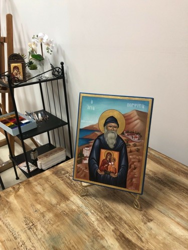 Saint Porphyrios the Kavsokalivitis Hand Painted Orthodox Byzantine Icon - Picture 2 of 12