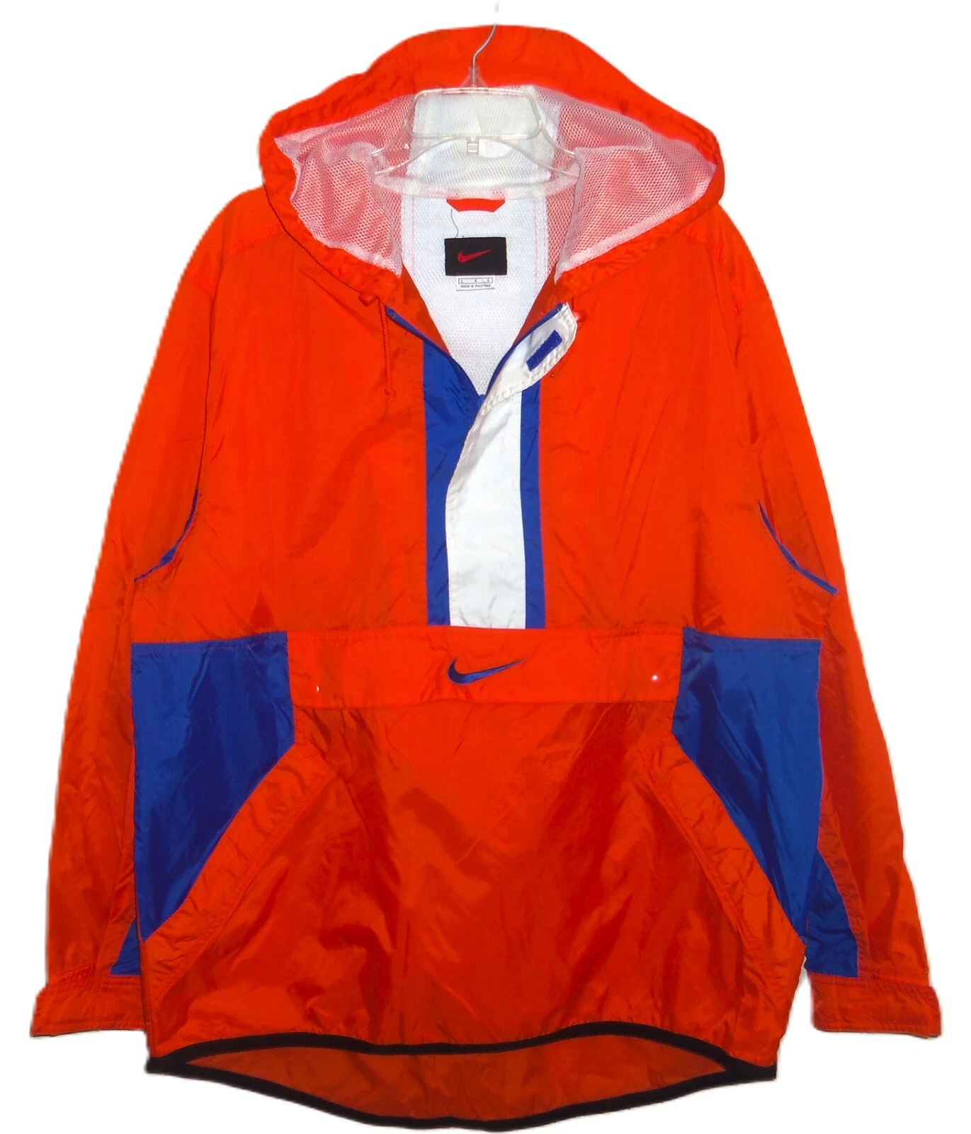 VTG 00's NIKE POUCH POCKET LIGHTWEIGHT WINDBREAKER 1/2 ZIP HOODED JACKET L