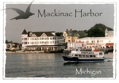 Mackinac Island Mackinac Harbor Michigan Lake Huron John Hinde Curteich postcard